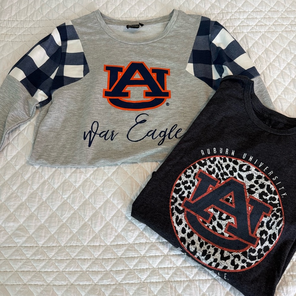 2 Women’s Auburn Fan Shirts – Size Large